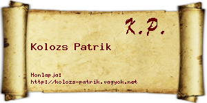 Kolozs Patrik névjegykártya